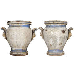 Pair of Enameled Cast Iron "Rouen" Vases