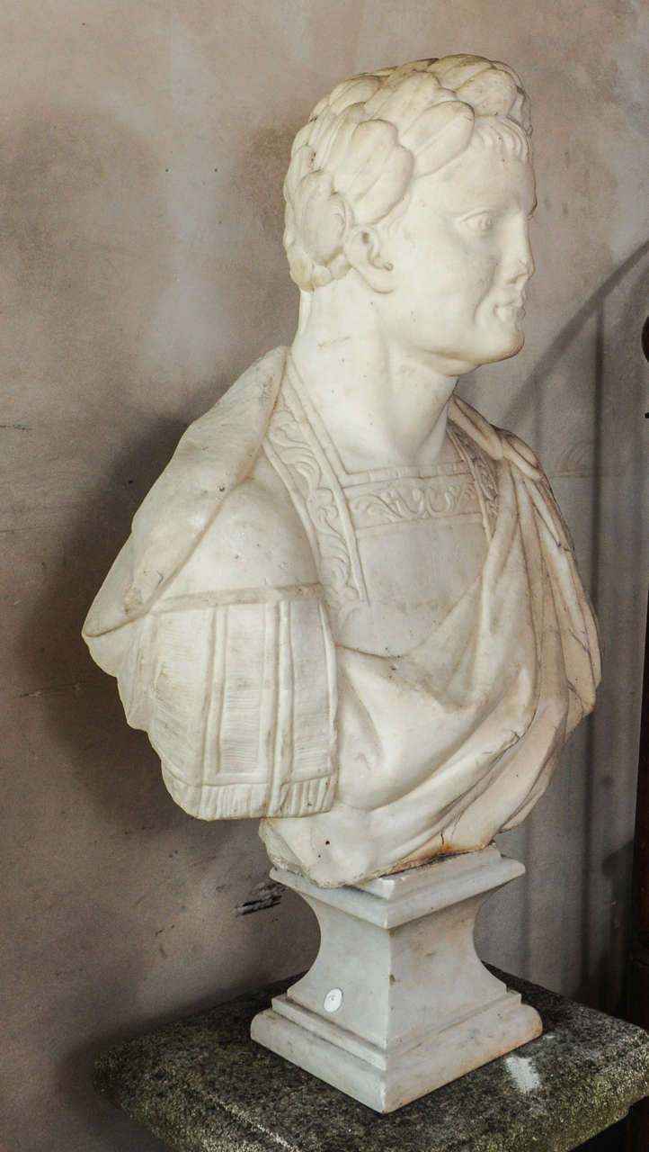 18th Century and Earlier A 17th century marble bust of an emperor