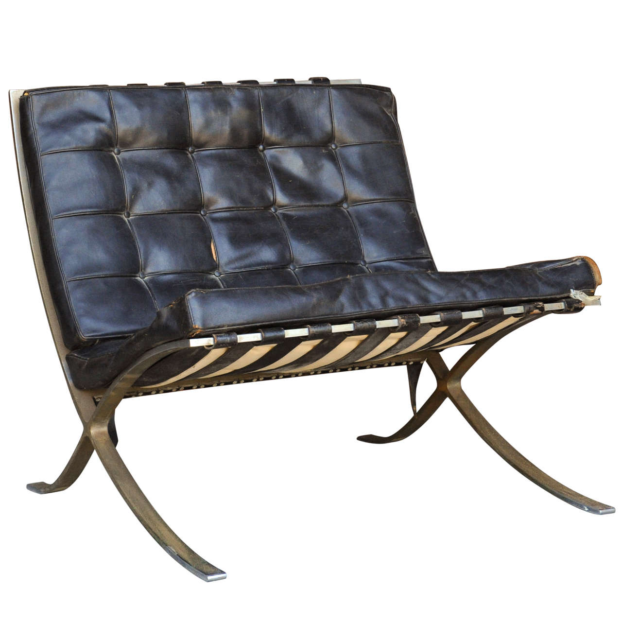Unrestored 50ies Barcelona Chair By Mies Van Der Rohe For Sale At