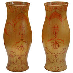 Pair of Rose Colored Painted Hurricane Shades 12