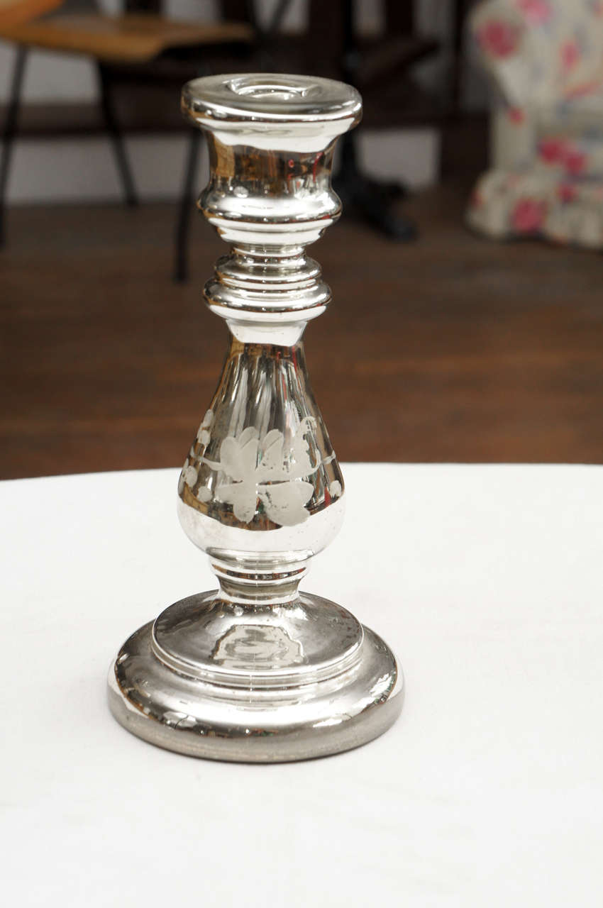 Pair of Mercury Glass Candlesticks at 1stDibs