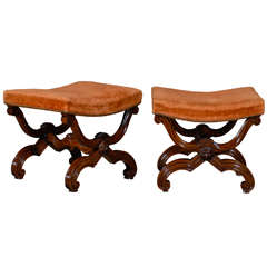 Beautiful Pair of Benches in Walnut Circa 1880 France