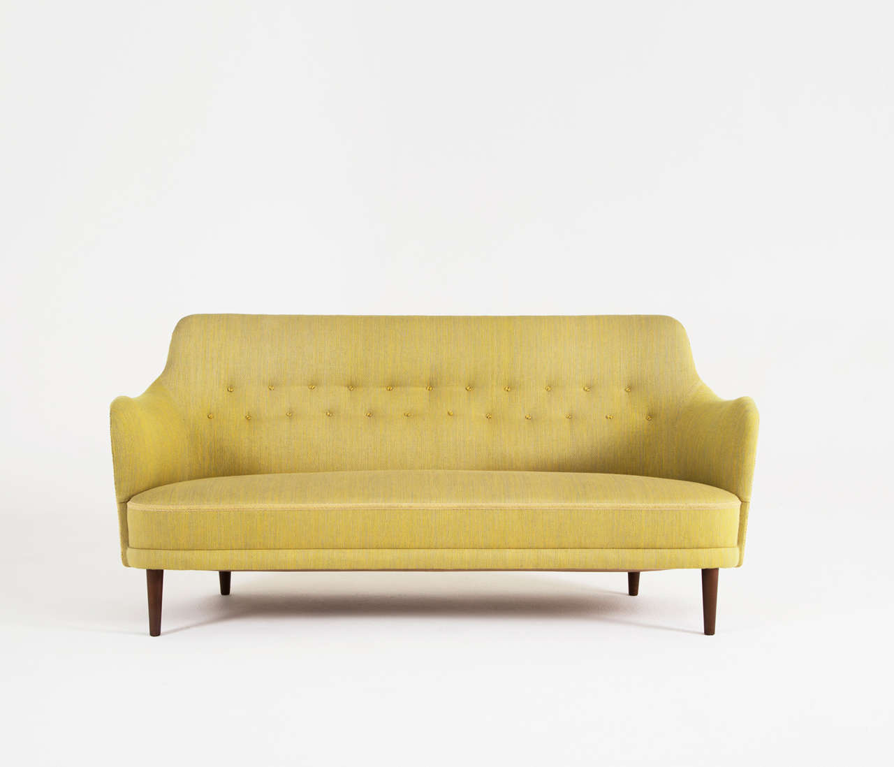 Elegant Three seater sofa by Carl Malmsten, produced by O.H Sjögren in Sweden,1960. The original design of this sofa dates back to 1923.

Malmsten was well know for his devotion to true Swedish craftsmanship.

The sofa shows interesting and