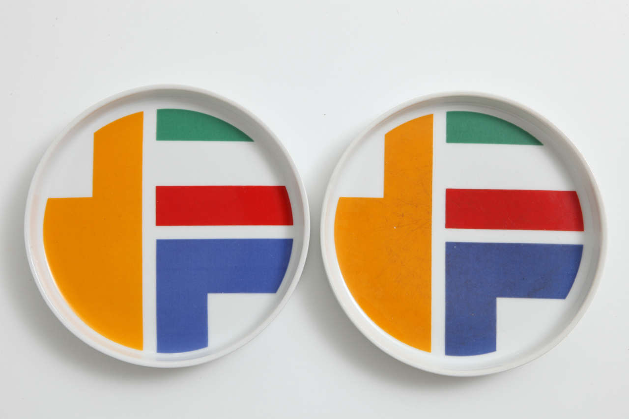 Pair of shallow dishes from the Fun series by Block Chromatics, Germany. One is in mint condition, the other shows some wear. Signed to reverse. Price is for both.
