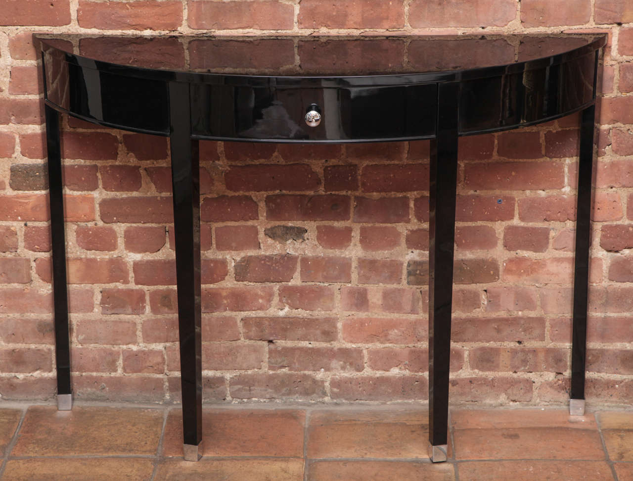Pair of Black High Gloss Lacquer Console Table