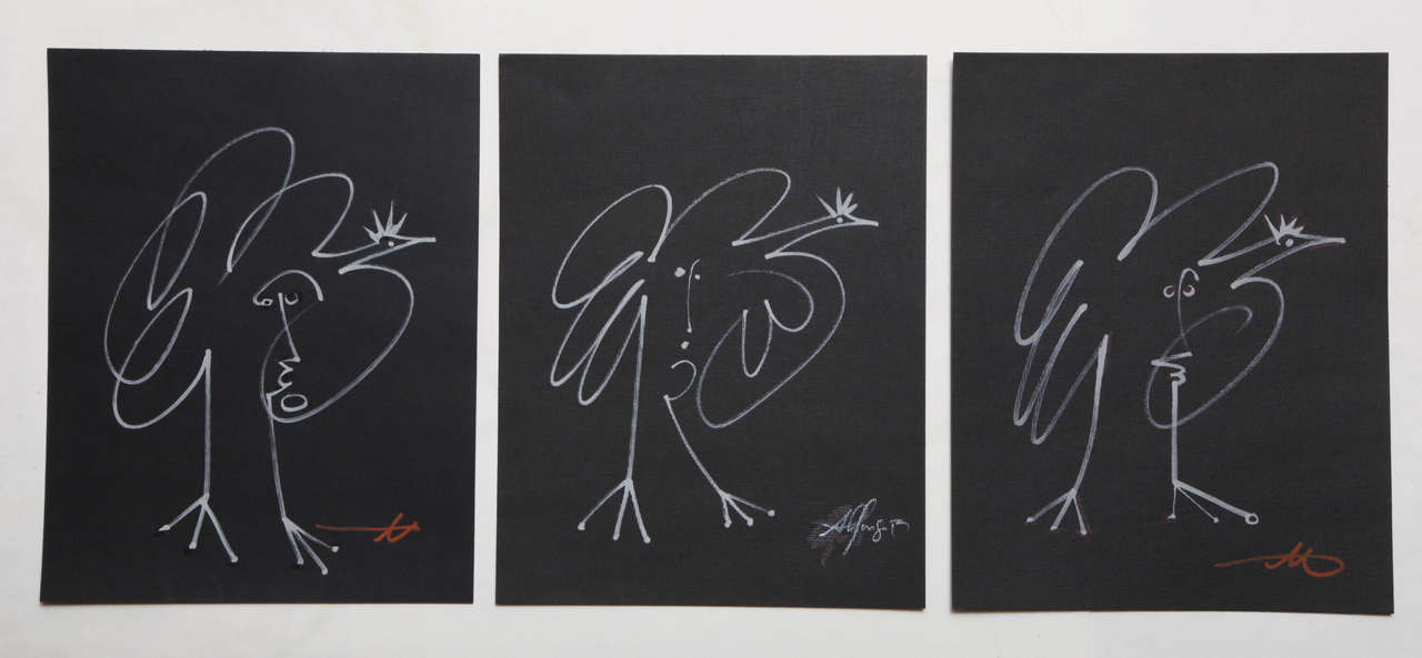 In honor of the Chinese New Year 2017. The year of the Fire Rooster. The contemporary pieces of art are incredible clean and Minimalist. It's a collection of three drawings. One of a kind art pieces. They are not framed. The Roosters pieces of art