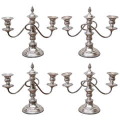 Antique Early 20th Century Silver Plated Continental Candlesticks