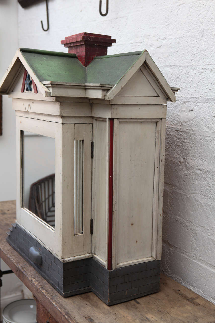 Wood Odd Fellow Folk Art Makeup House with Secret Compartments For Sale