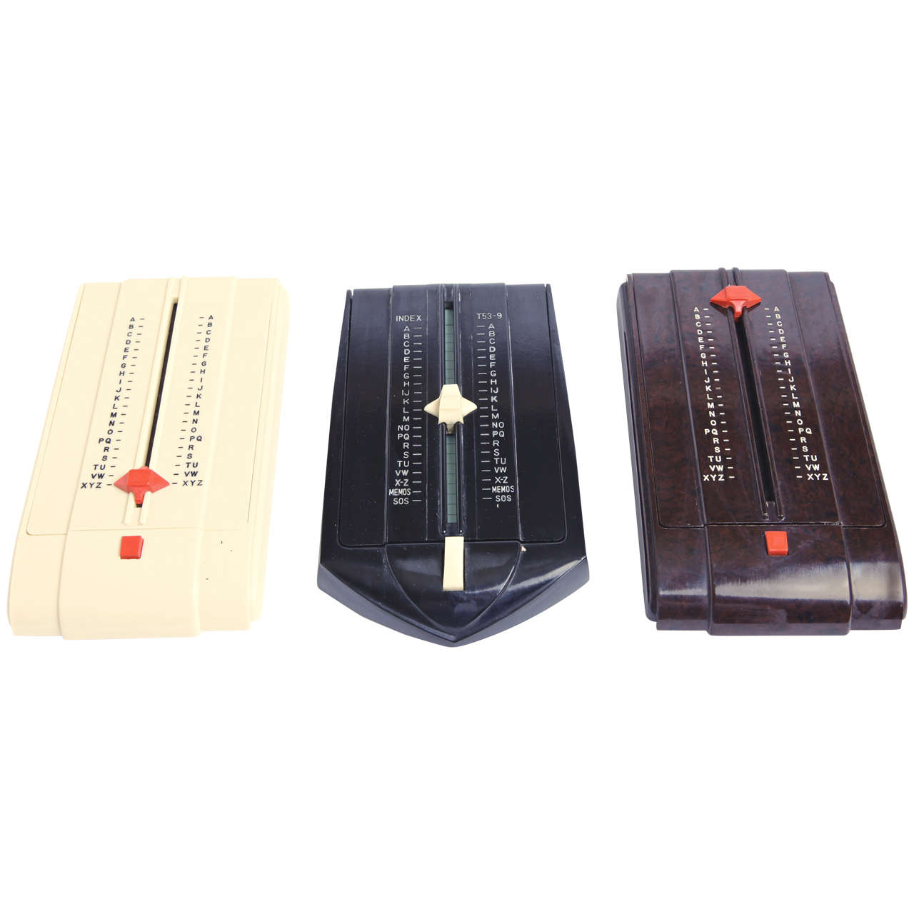Trio Bakelite Streamline Industrial Design Telephone Index by Albert Pollock For Sale