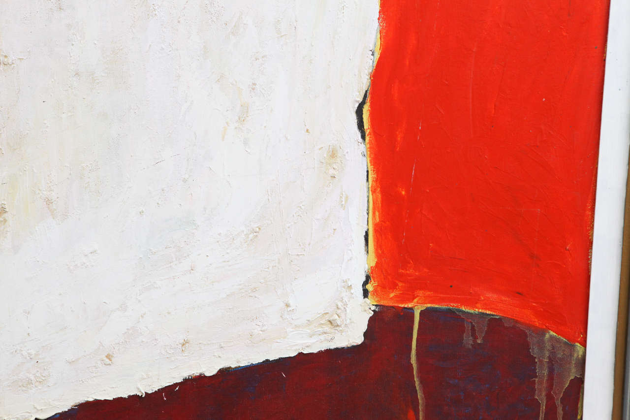 20th Century Abstract Painting in Orange, White and Red