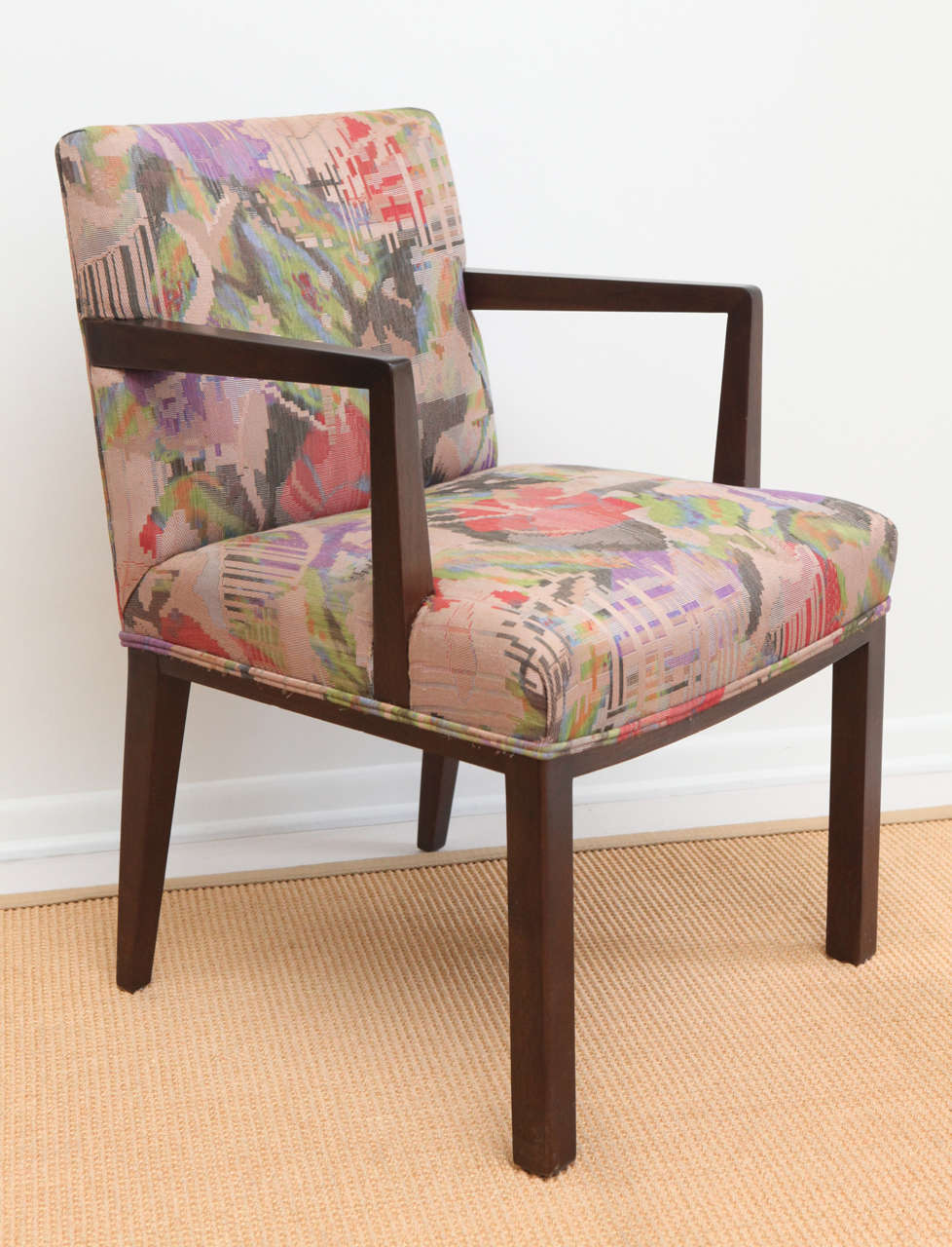 Mid-20th Century Set of Four Dunbar Lounge Armchairs with Jack Lenor Larsen Fabric