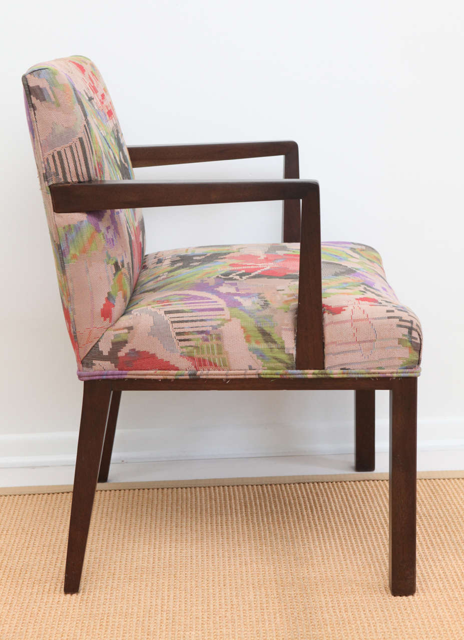 Set of Four Dunbar Lounge Armchairs with Jack Lenor Larsen Fabric 1