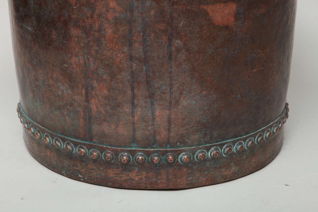 Fantastic Riveted Copper Early 19th Century Oversize Log Bin 1