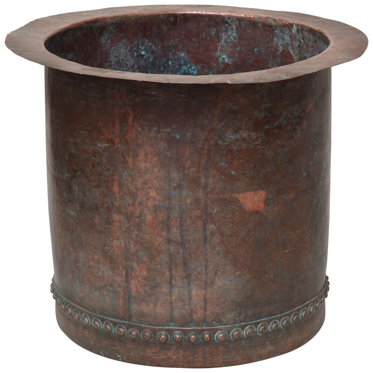 Fantastic Riveted Copper Early 19th Century Oversize Log Bin