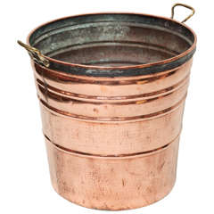 Tall Brass Handled Copper Bucket