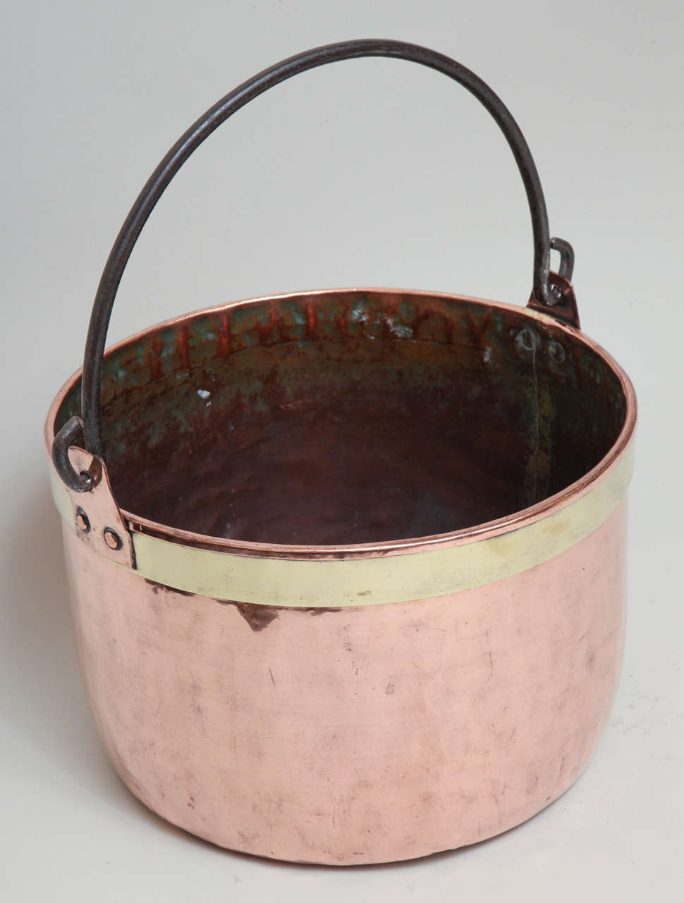 Belgian 19th Century Brass Banded Copper Bucket