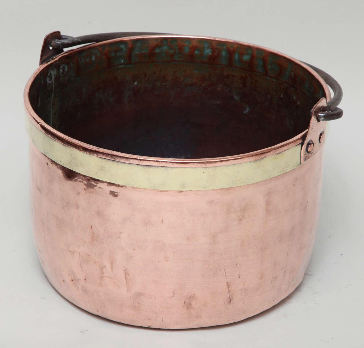 19th Century Brass Banded Copper Bucket 4