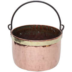 Antique 19th Century Brass Banded Copper Bucket