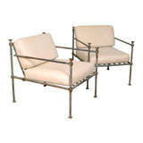 Pair of Etruscan Revival Steel Lounge Chairs