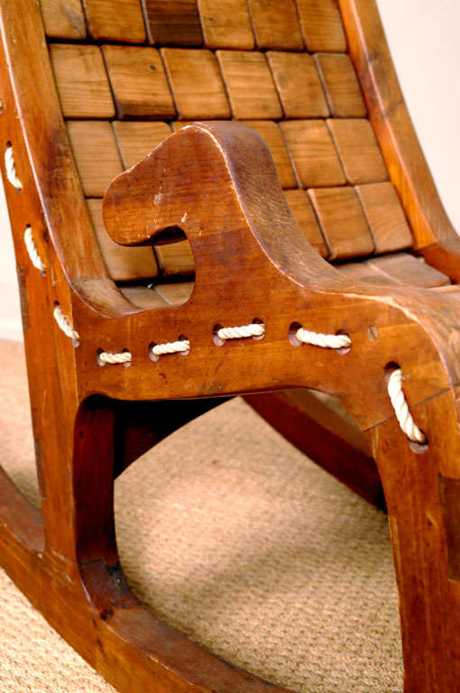 American 1970's California Craft Made Ergonomic Rocking Chair
