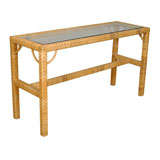 1970
s Cane Wrapped Console Table