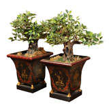 A Pair of Hand Painted Chinoiserie Cachpots