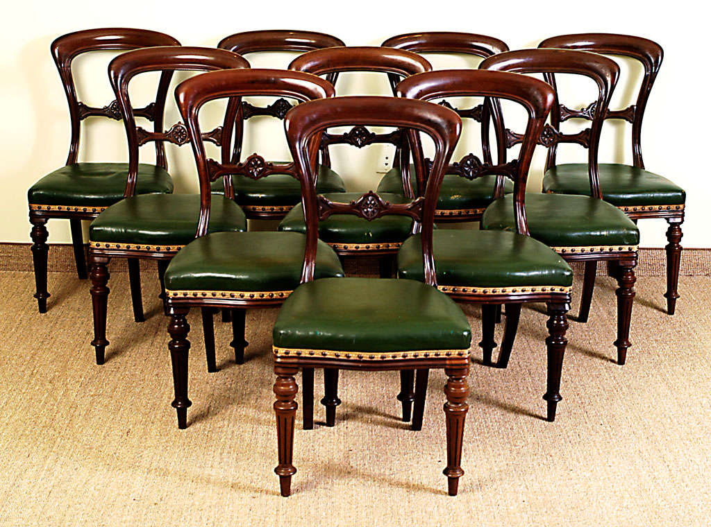 Set of 10 English Dining Chairs