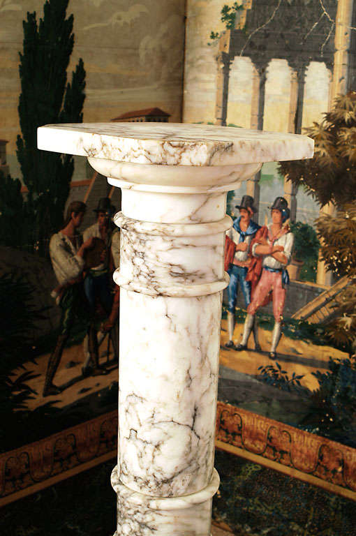 Italian Pair of White Marble Column Pedestals For Sale