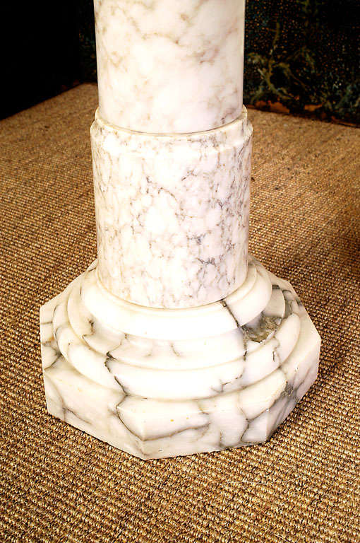 Pair of White Marble Column Pedestals In Excellent Condition For Sale In Kensington, MD