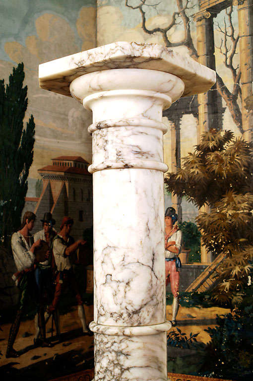 19th Century Pair of White Marble Column Pedestals For Sale
