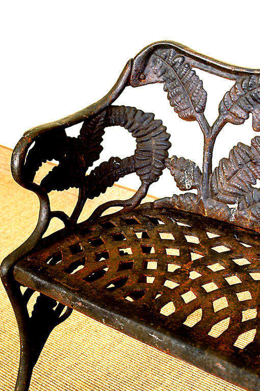 19th Century Small cast iron fern bench