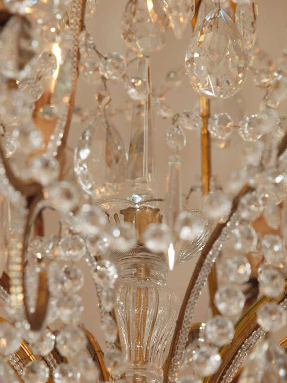 Italian Large Louis XV Style Chandelier with Murano Glass Crystals and Iron, Italy For Sale
