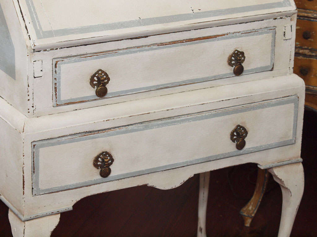 20th Century Swedish Style Painted Drop Leaf Secretary or Desk