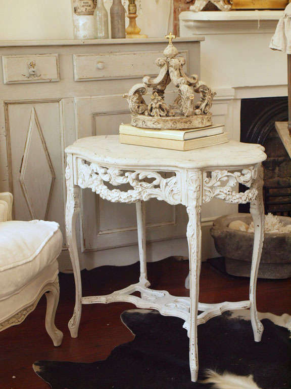 19th Century Italian Ivory Painted and Carved Side or End Table 4