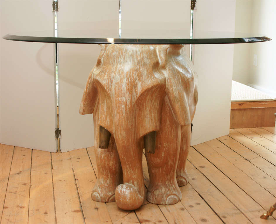 Hand Carved Elephant Table