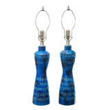 Pair of Blue Ceramic Lamps