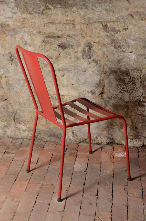 Red Metal French Cafe Chairs For Sale 1