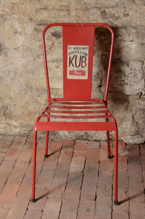 Red Metal French Cafe Chairs For Sale at 1stDibs