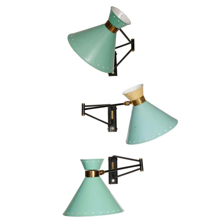 Three Rene Mathieu Wall Lights circa 1950