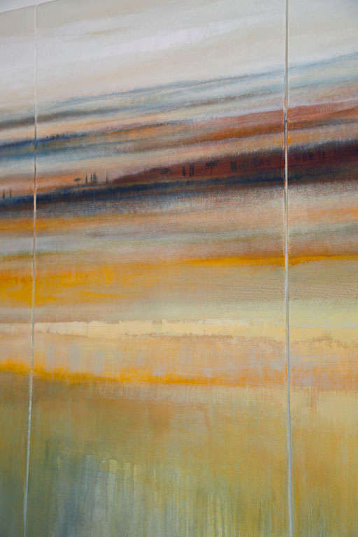 Contemporary Modern Abstract Landscape Oil on Canvas Tryptique