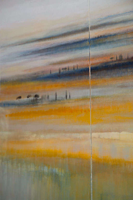 Modern Abstract Landscape Oil on Canvas Tryptique 1