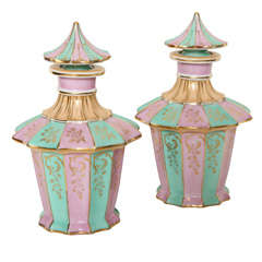 Pair of Meissen Porcelain Small Decanters