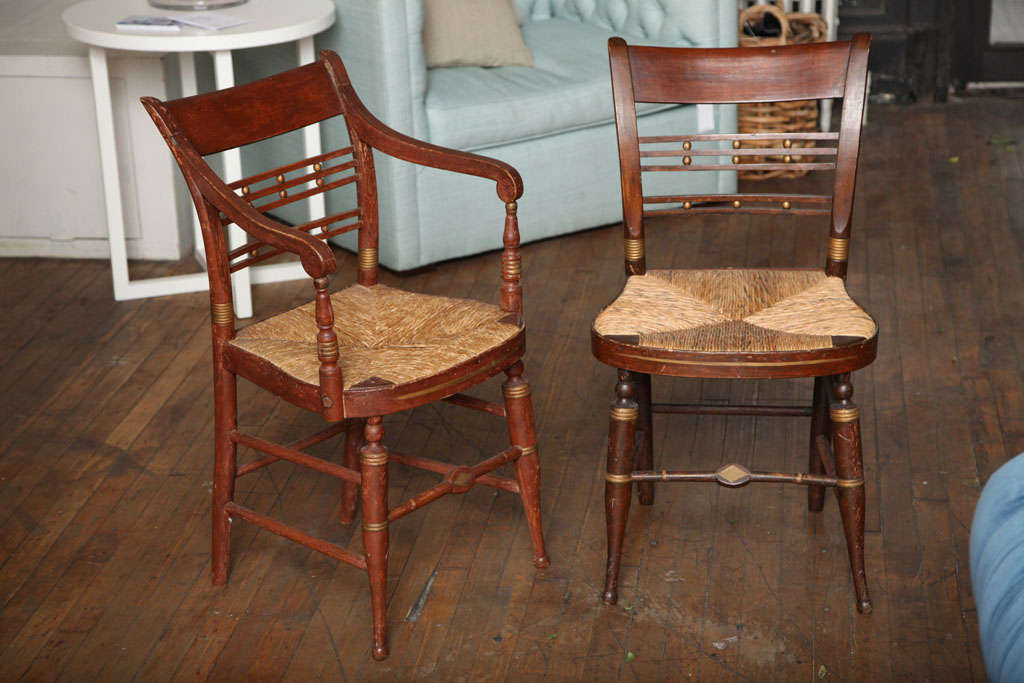 Set of Six Sheraton Rush Chairs
