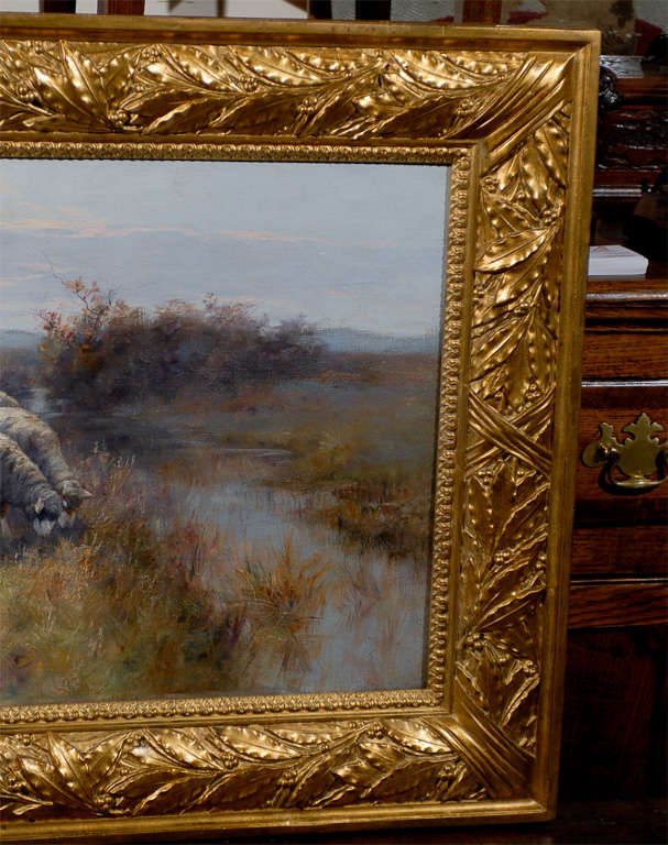 1893 Swedish Pastoral Oil on Canvas Sheep Painting By Rudolph von Frisching 2