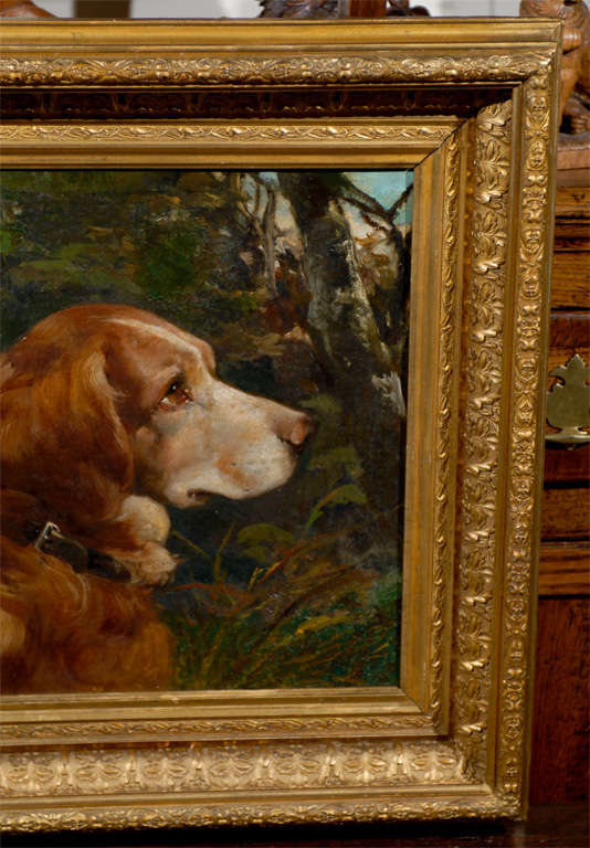 English Painting of Dogs in Landscape