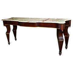 French Mahogany Onyx Marble Top Console by Jansen 10