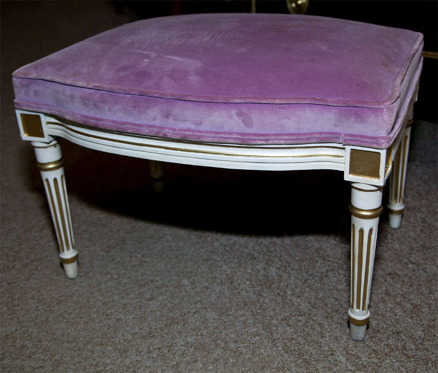 Wood Pair of French Louis XVI Style Painted Foot Stools