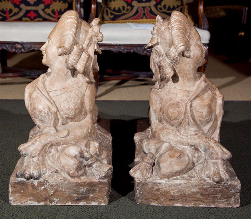 Pair of Terra Cotta Sphinxes 2