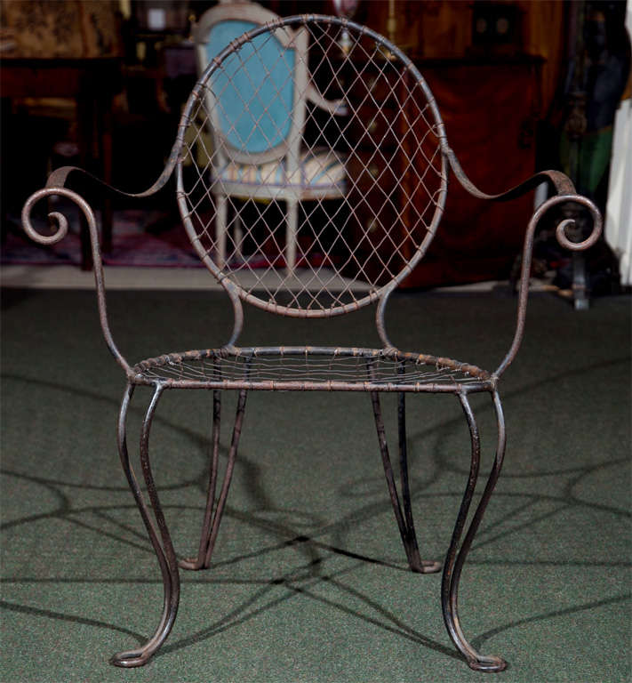 Wrought Iron Armchair In Good Condition For Sale In Stamford, CT