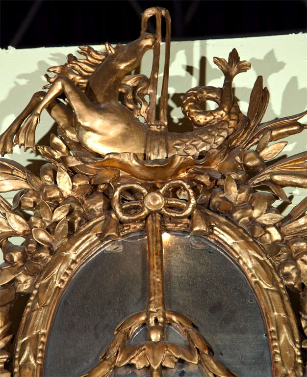 XVIIIe siècle et antérieur Miroir italien en bois doré sculpté du XVIIIe siècle en vente